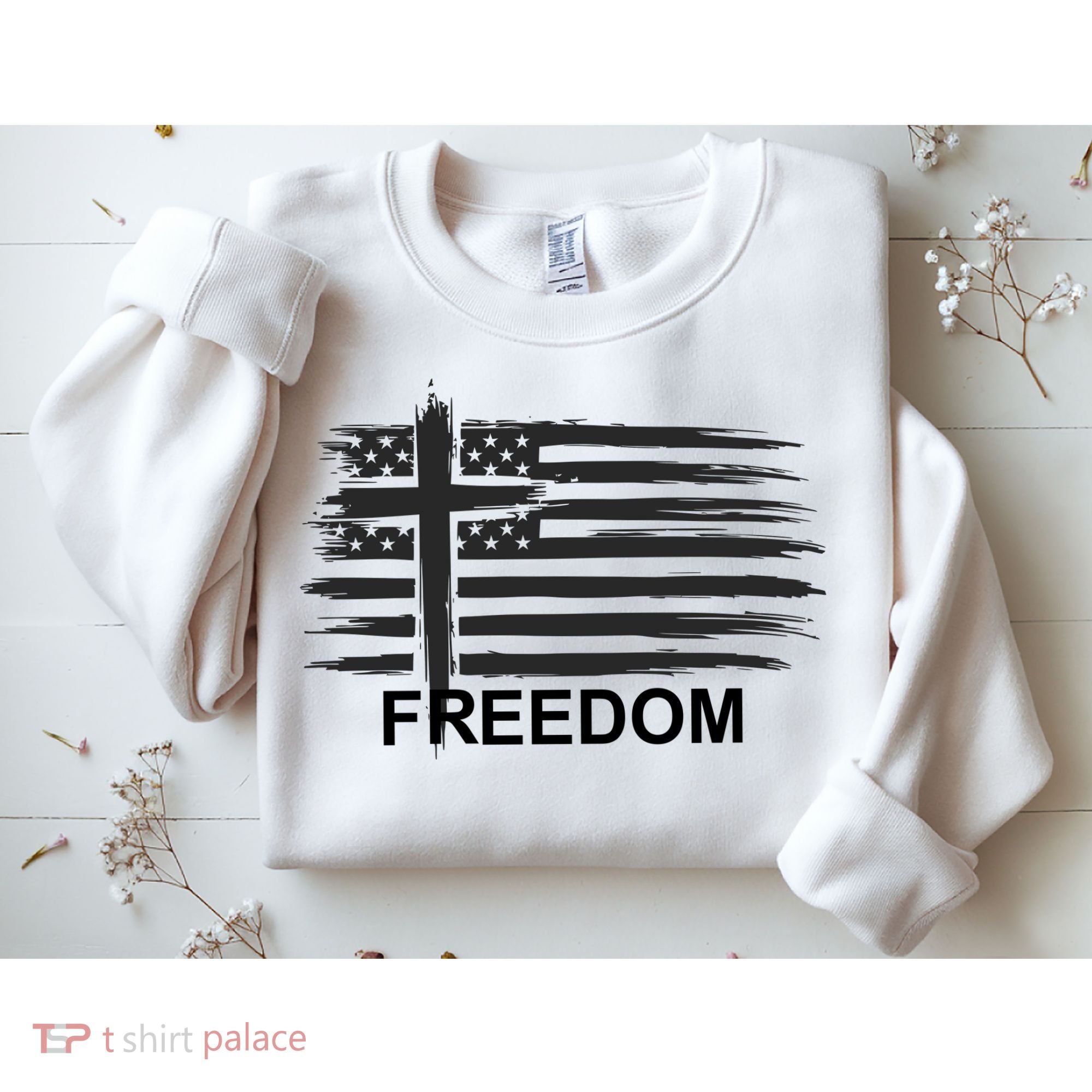 Freedom American Flag Cross Christian Sweatshirt