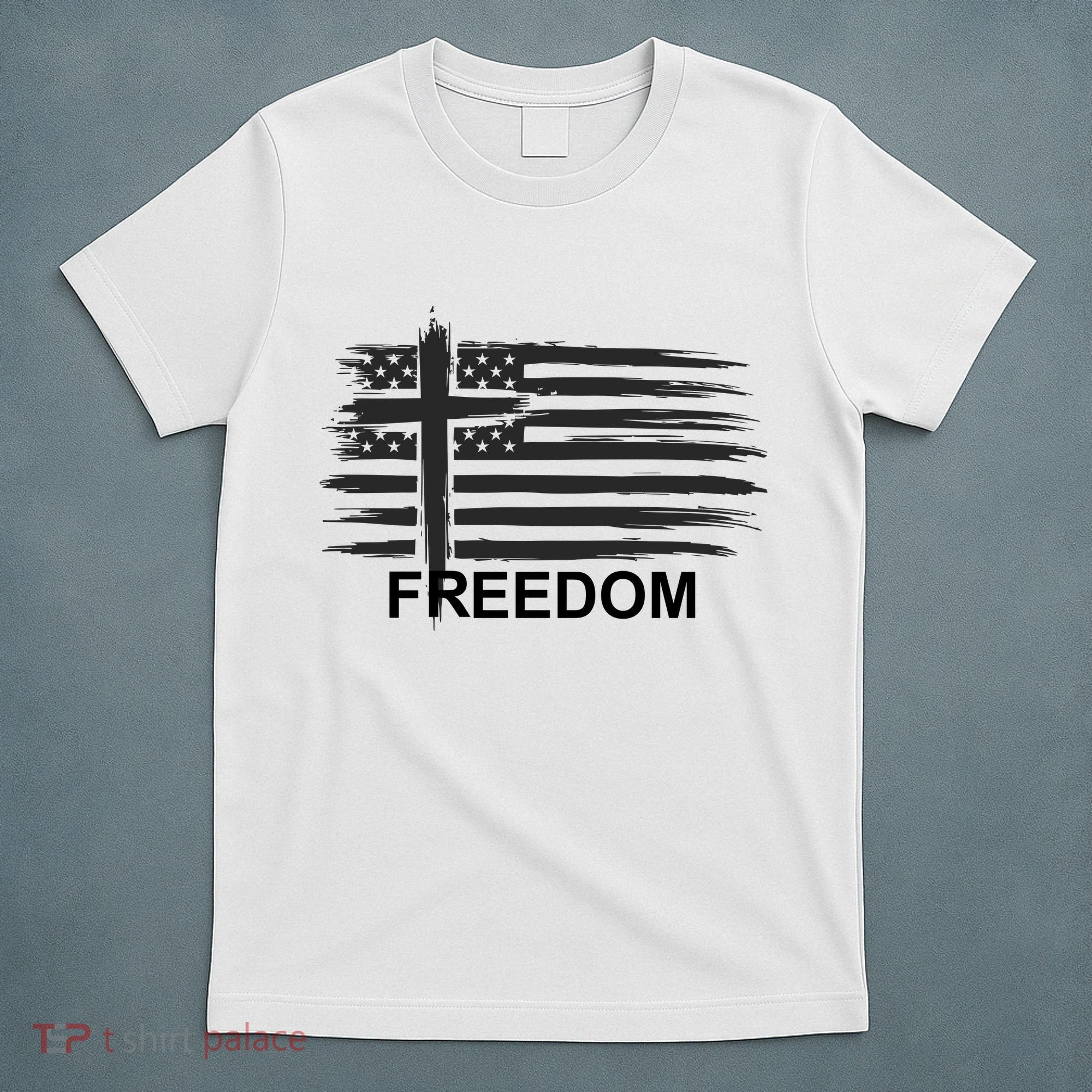 Freedom American Flag Cross Christian T-Shirt