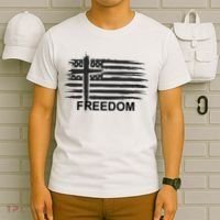 Freedom American Flag Cross Christian T-Shirt thumb 6
