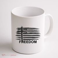 Freedom American Flag Cross Christian Coffee Mug thumb 1