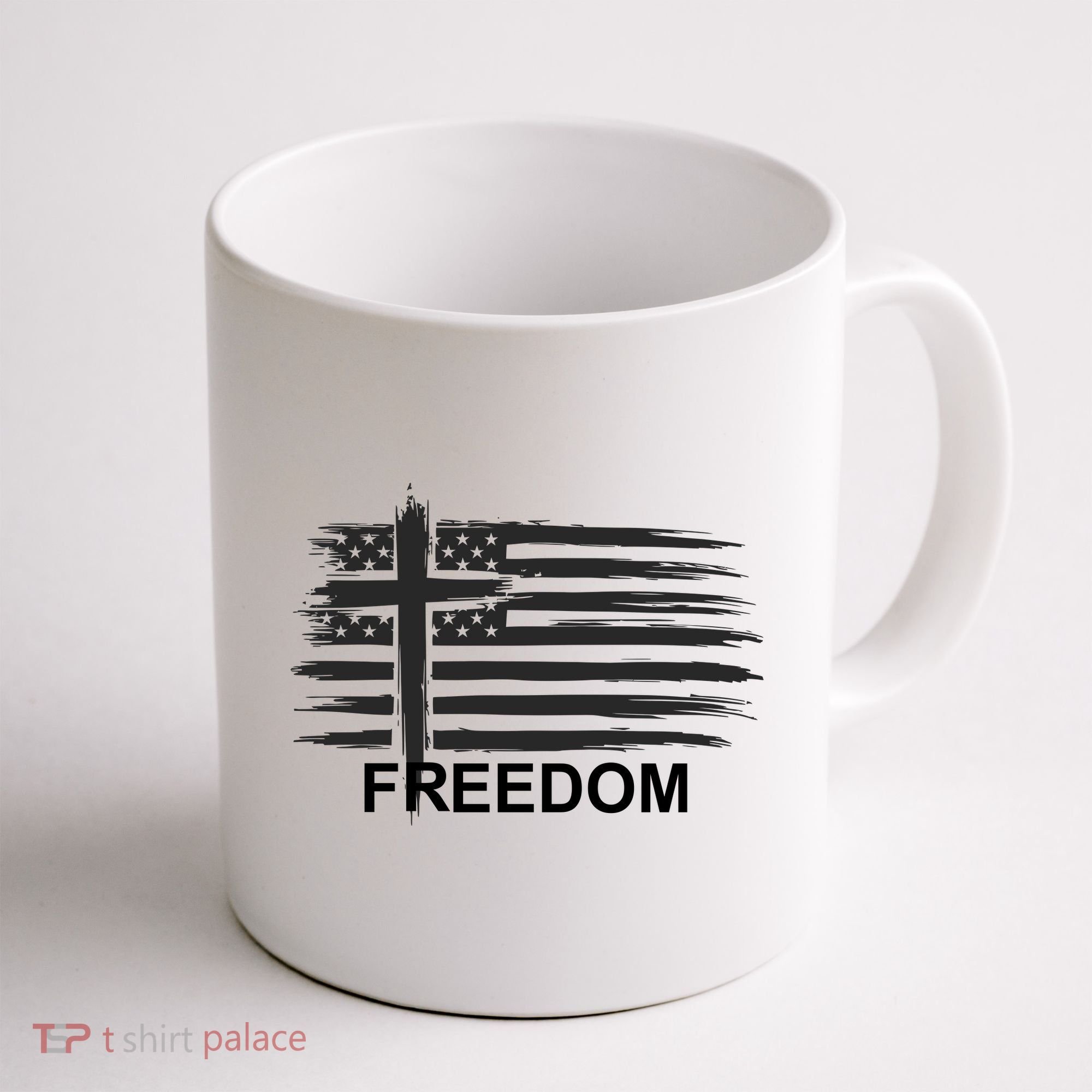 Freedom American Flag Cross Christian Coffee Mug