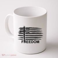 Freedom American Flag Cross Christian Coffee Mug thumb 0