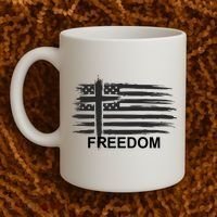 Freedom American Flag Cross Christian Coffee Mug thumb 2