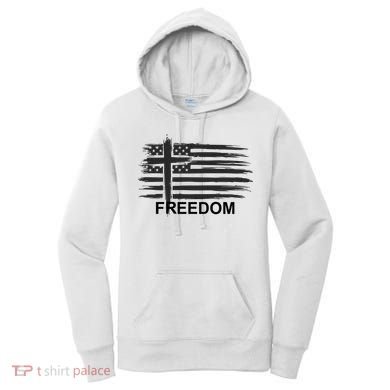 Freedom American Flag Cross Christian Women's Hoodie
