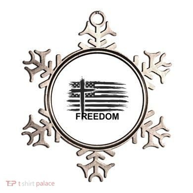 Freedom American Flag Cross Christian Ornament