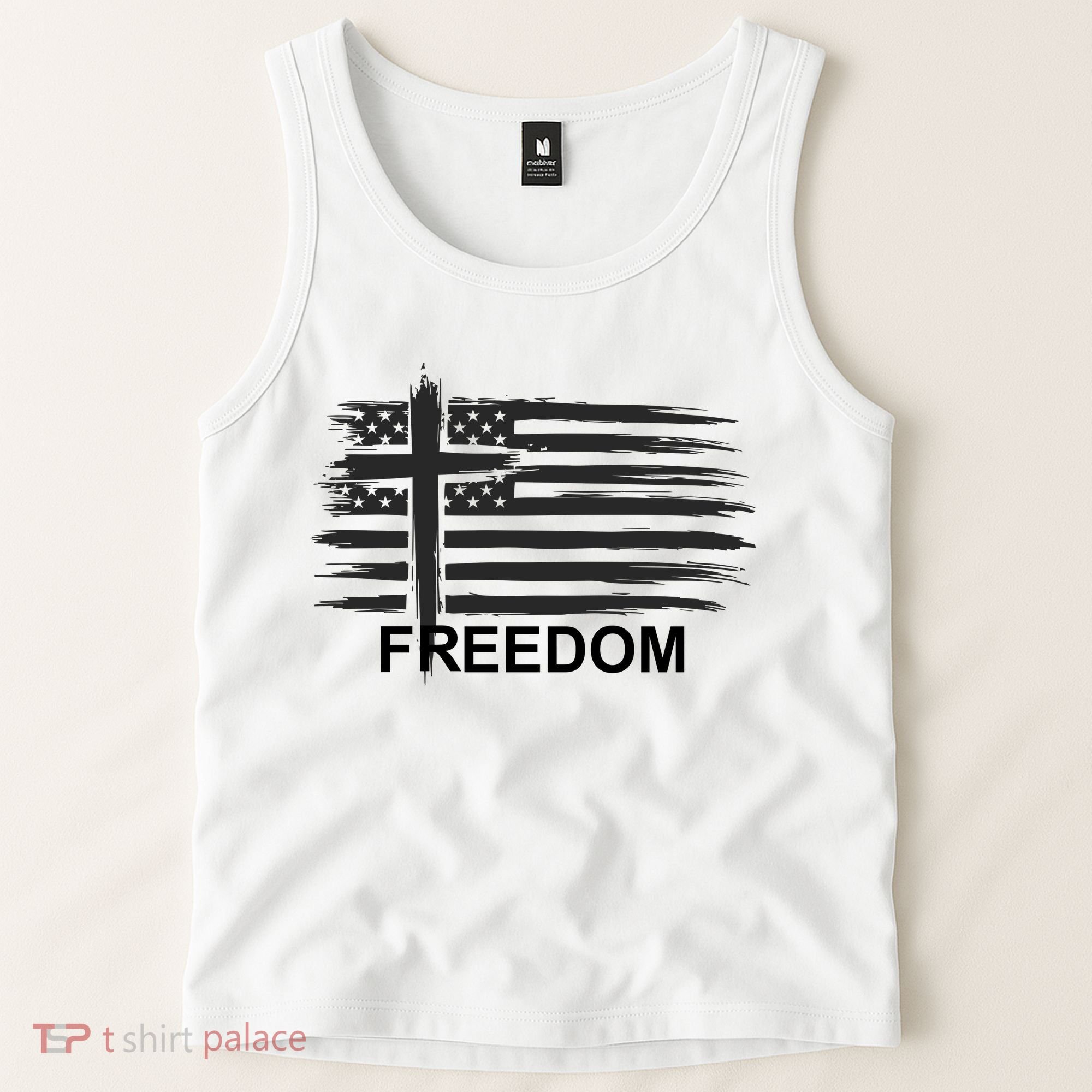 Freedom American Flag Cross Christian Tank Top