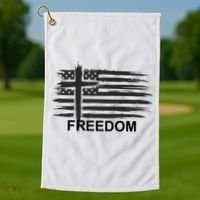 Freedom American Flag Cross Christian Golf Towel thumb 1