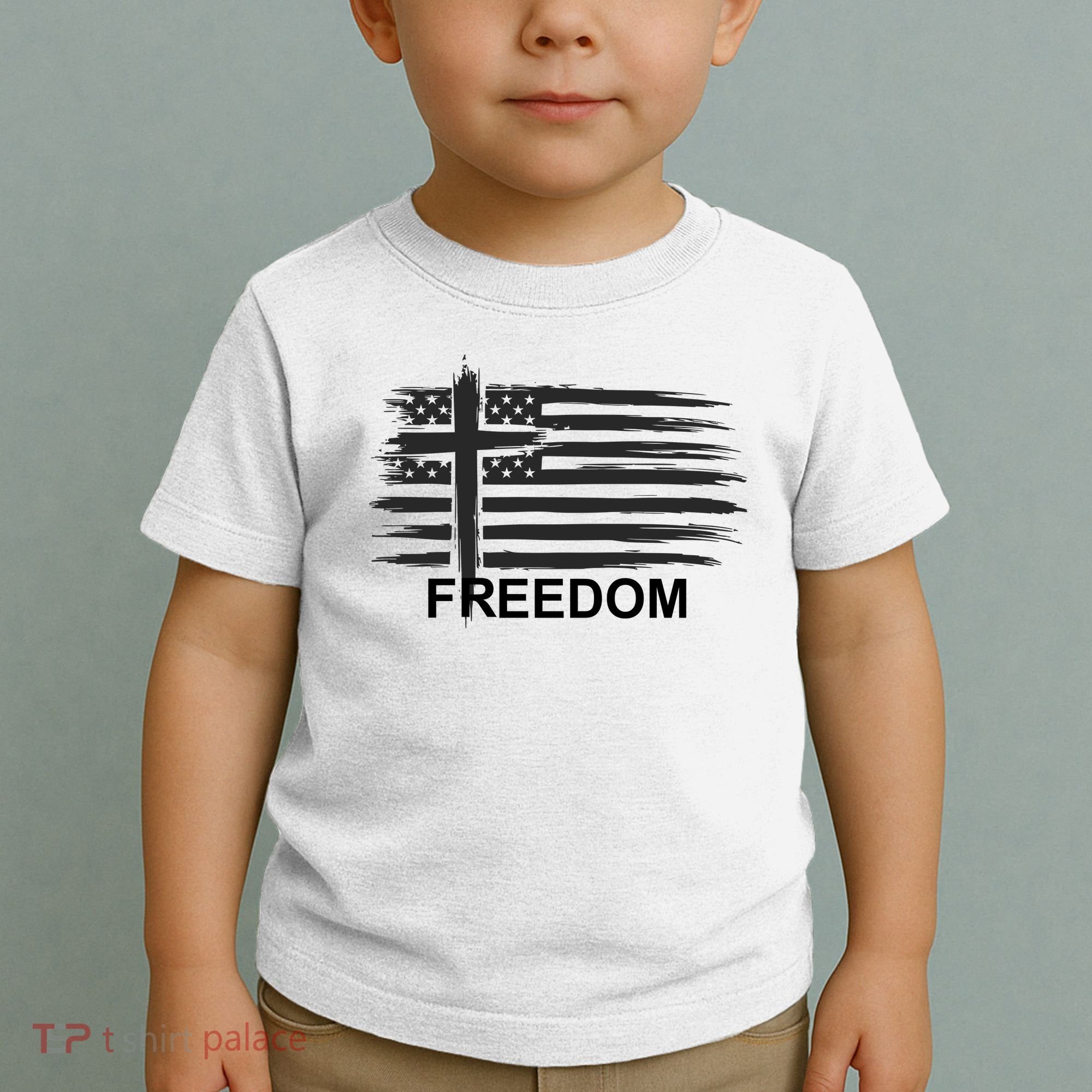 Freedom American Flag Cross Christian Toddler T-Shirt