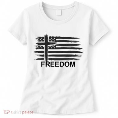 Freedom American Flag Cross Christian Women's T-Shirt