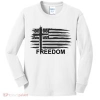 Freedom American Flag Cross Christian Kids Long Sleeve Shirt thumb 0