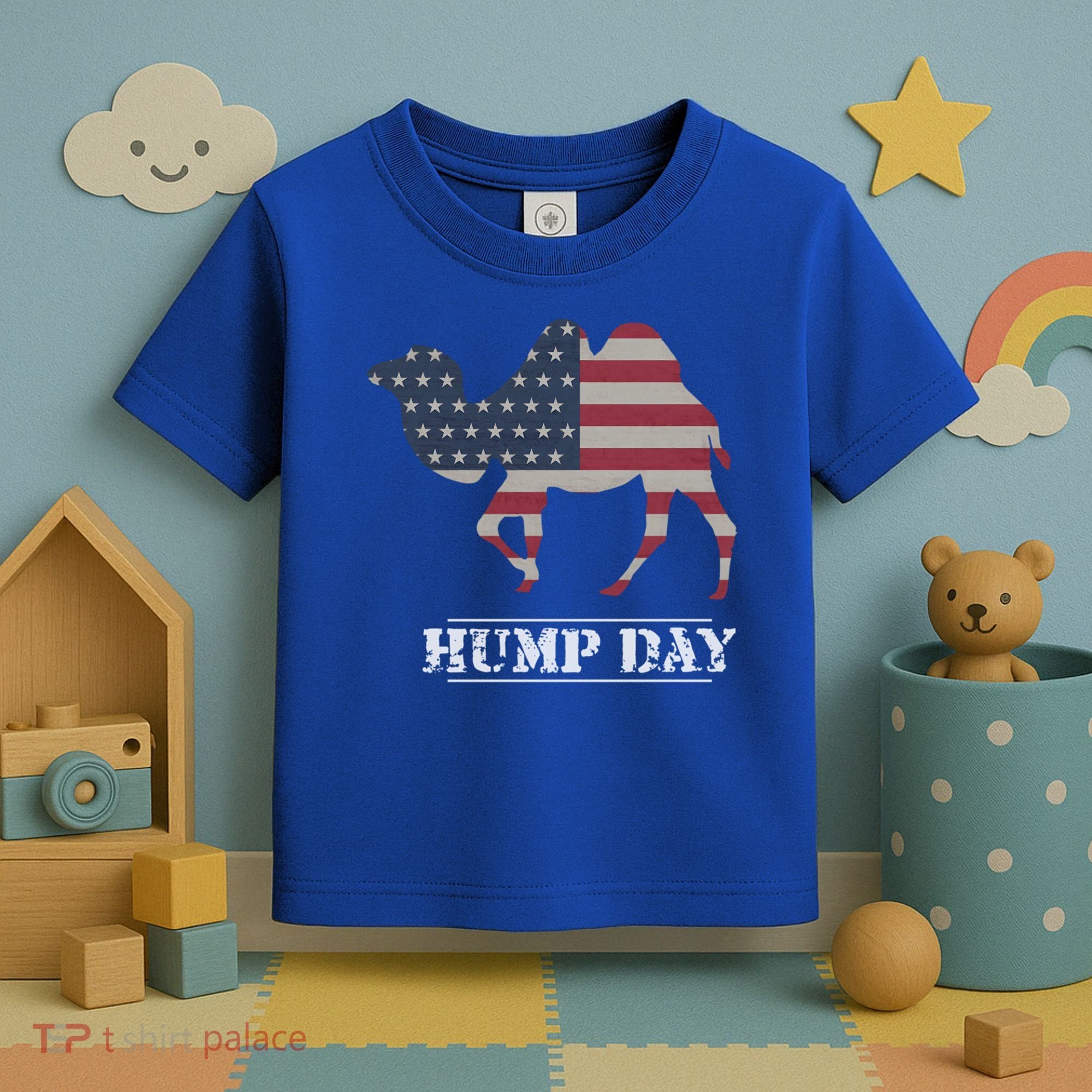 Funny American Flag Hump Day Camel Gift Toddler T-Shirt