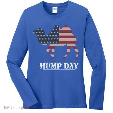 Funny American Flag Hump Day Camel Gift Women's Long Sleeve Shirt