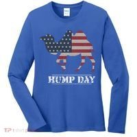 Funny American Flag Hump Day Camel Gift Women's Long Sleeve Shirt thumb 0