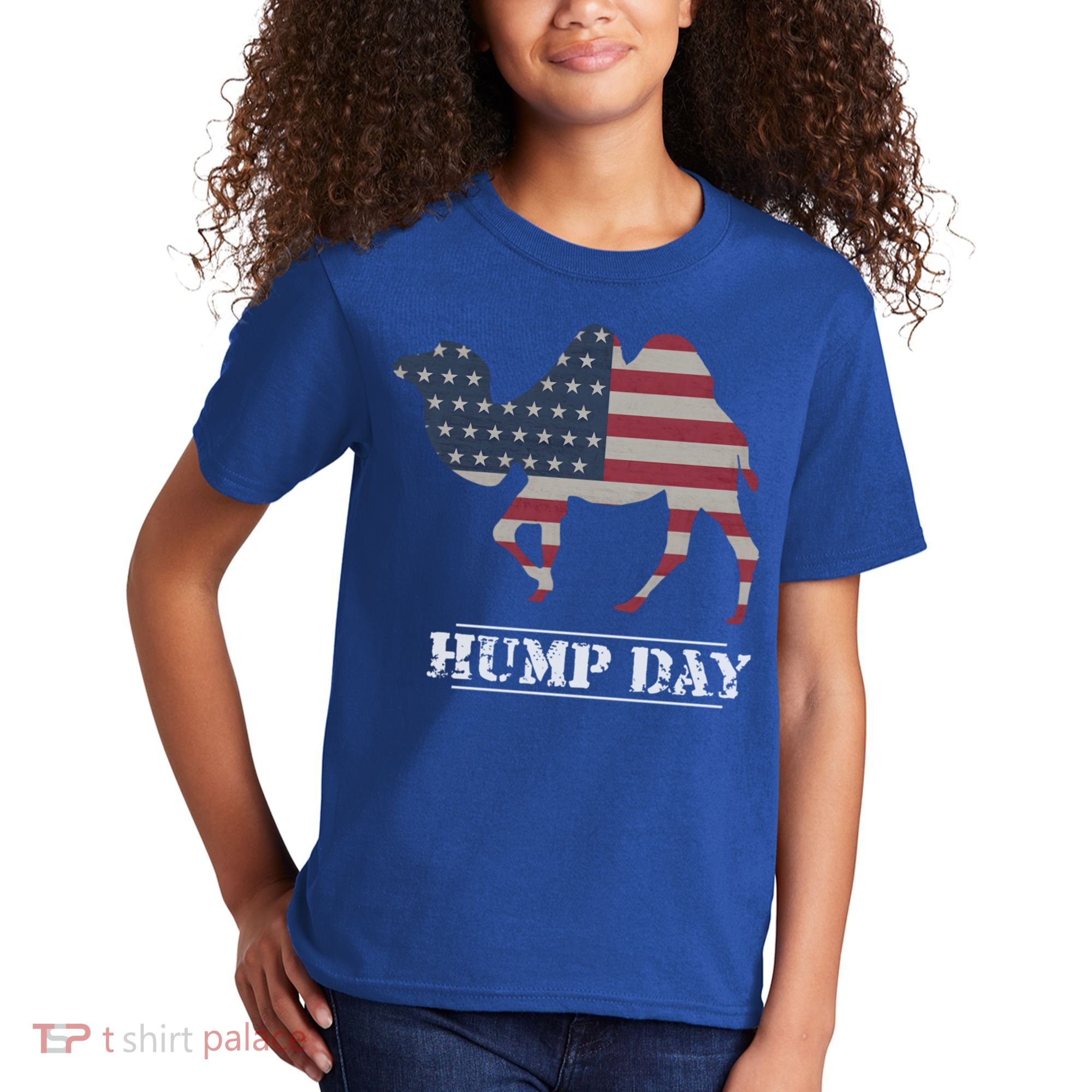 Funny American Flag Hump Day Camel Gift Kids T-Shirt