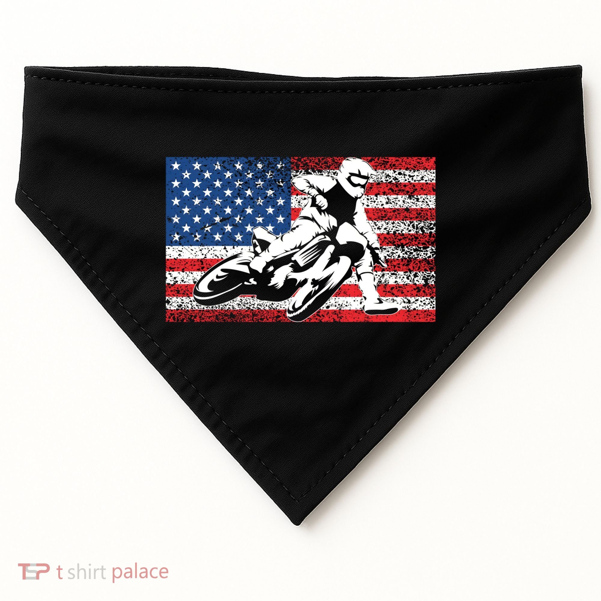 Funny American Flat Track Motorcycle Gift Cool Bike Rider Gift USA-Made Doggie Bandana