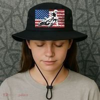 Funny American Flat Track Motorcycle Gift Cool Bike Rider Gift Bucket Hat thumb 3