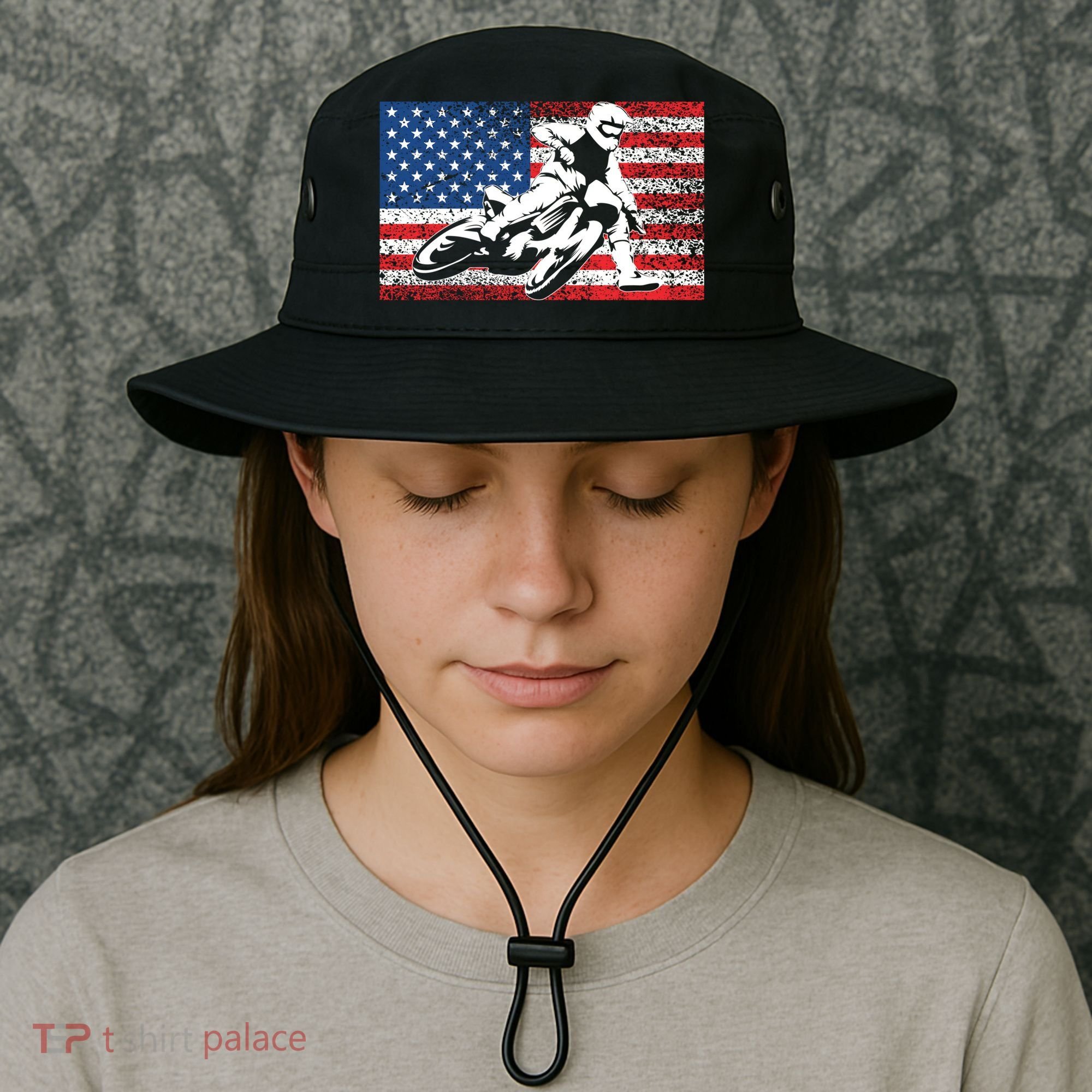 Funny American Flat Track Motorcycle Gift Cool Bike Rider Gift Bucket Hat