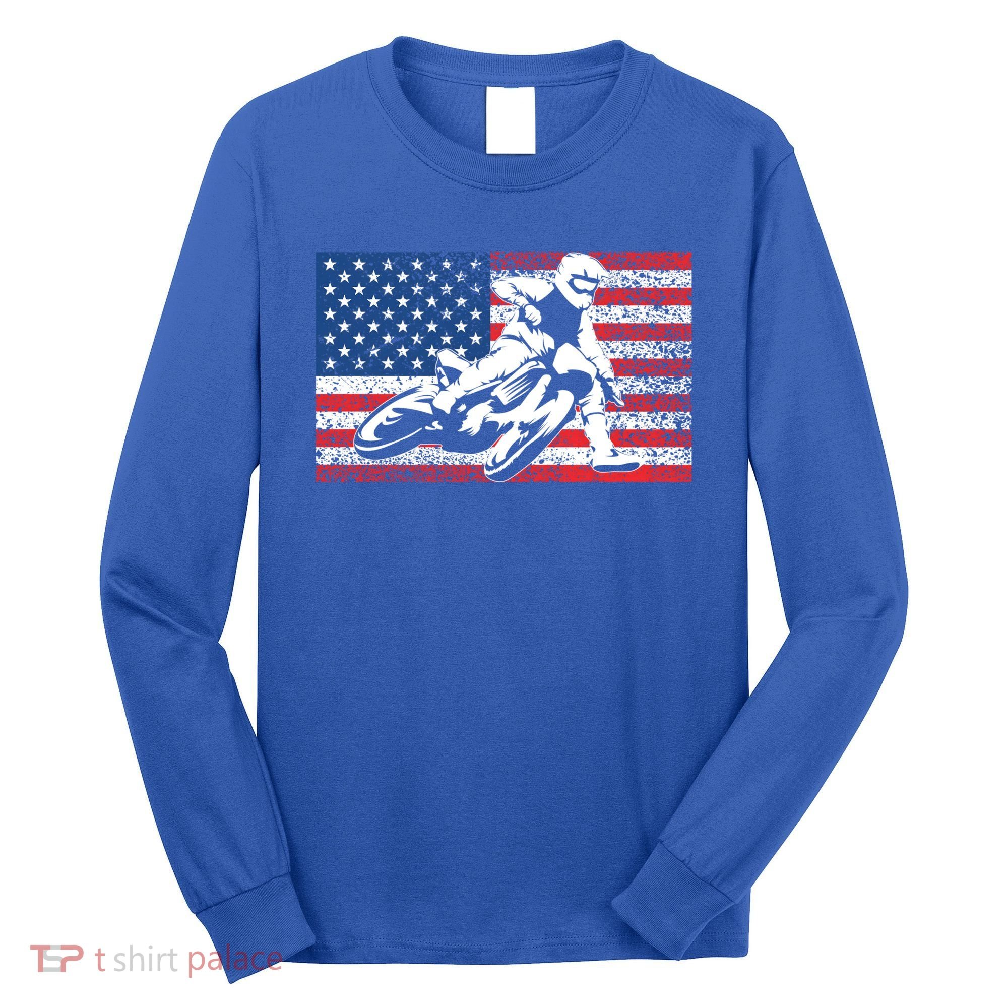 Funny American Flat Track Motorcycle Gift Cool Bike Rider Gift Long Sleeve Shirt