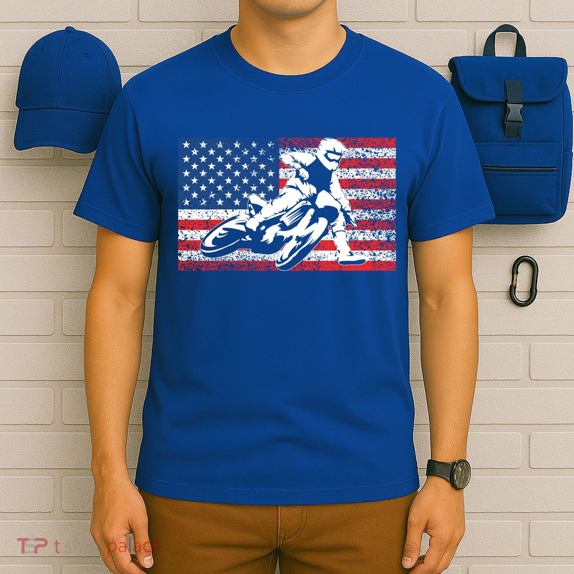 Funny American Flat Track Motorcycle Gift Cool Bike Rider Gift T-Shirt