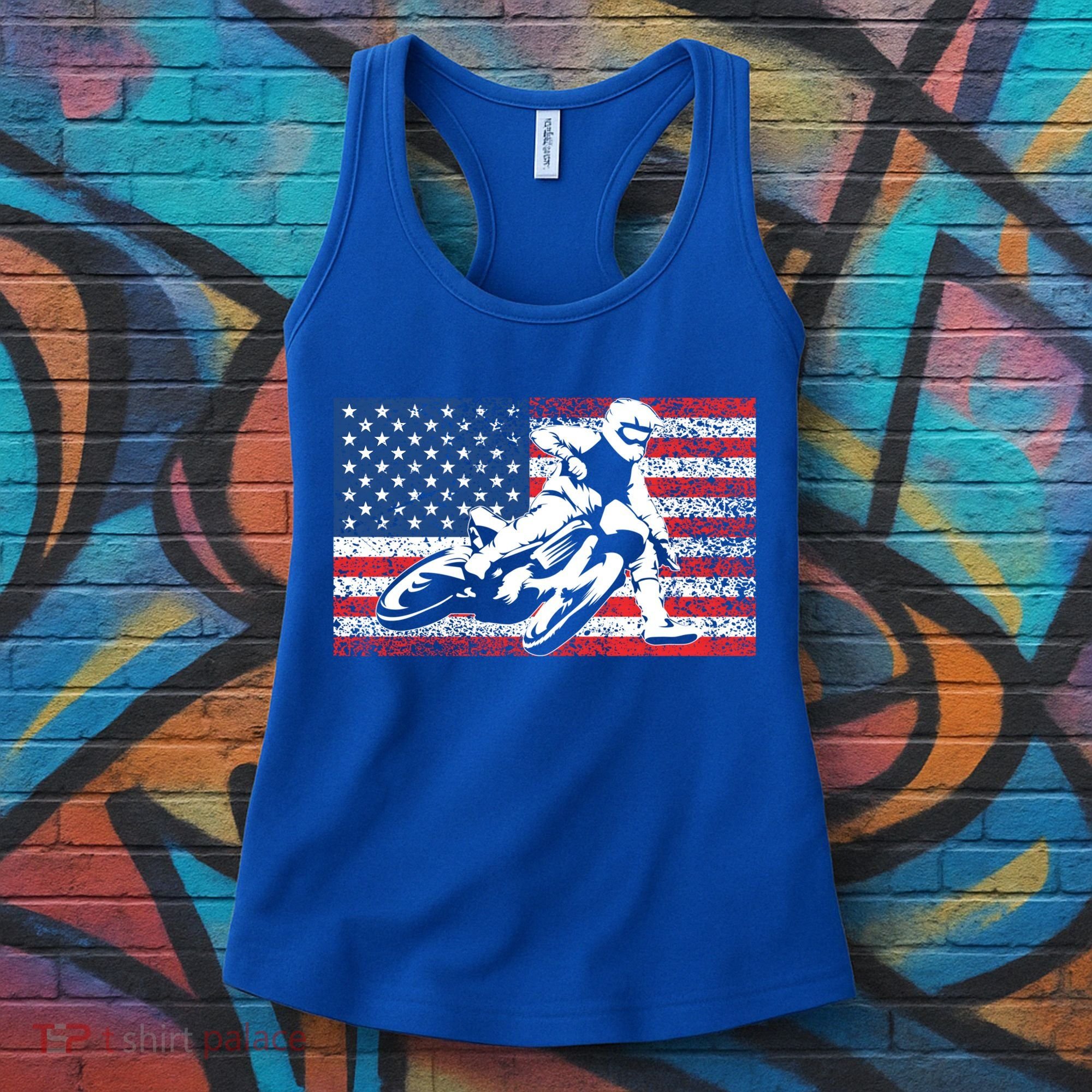 Funny American Flat Track Motorcycle Gift Cool Bike Rider Gift Women's Tank Top