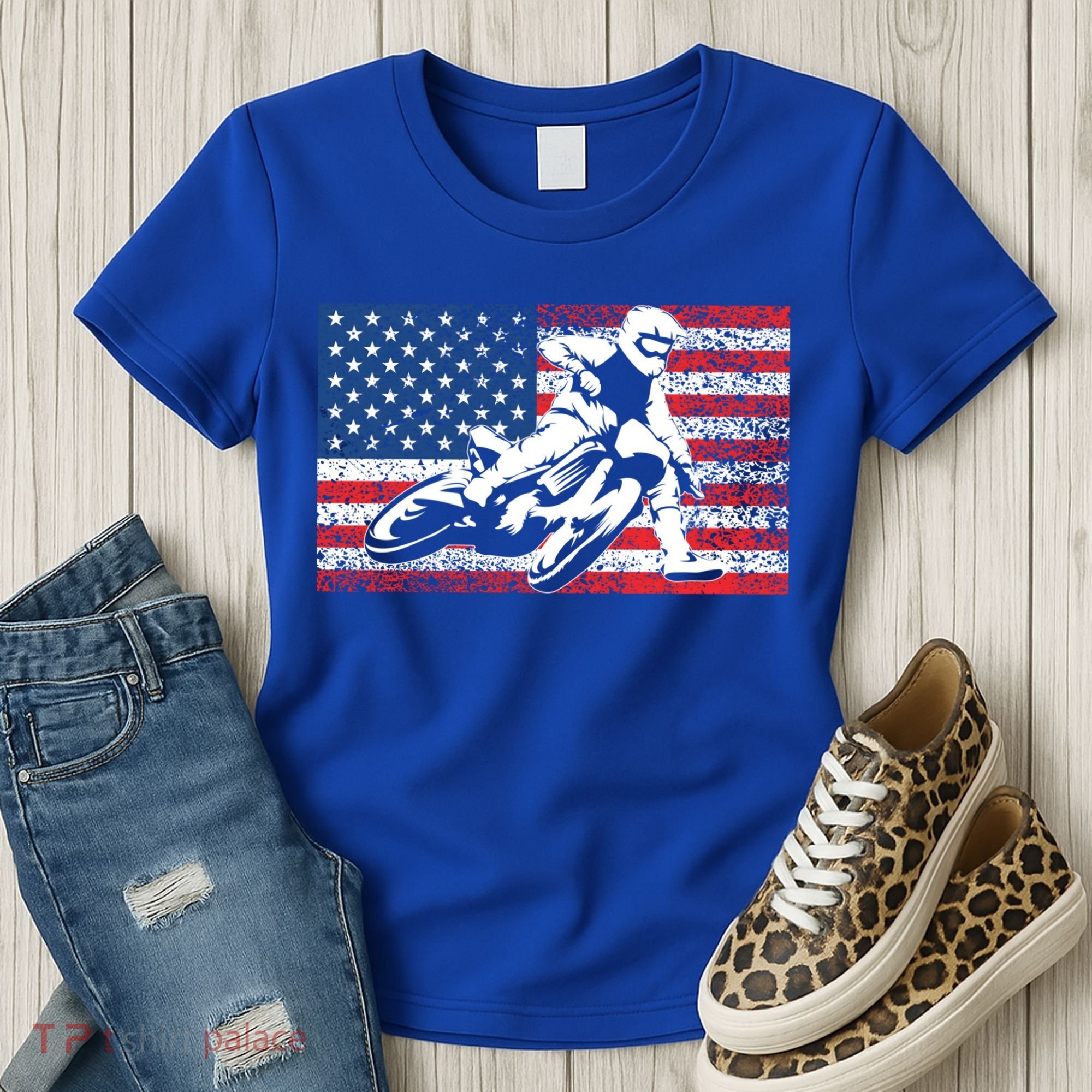 Funny American Flat Track Motorcycle Gift Cool Bike Rider Gift Women's T-Shirt