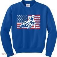 Funny American Flat Track Motorcycle Gift Cool Bike Rider Gift Kids Sweatshirt thumb 0