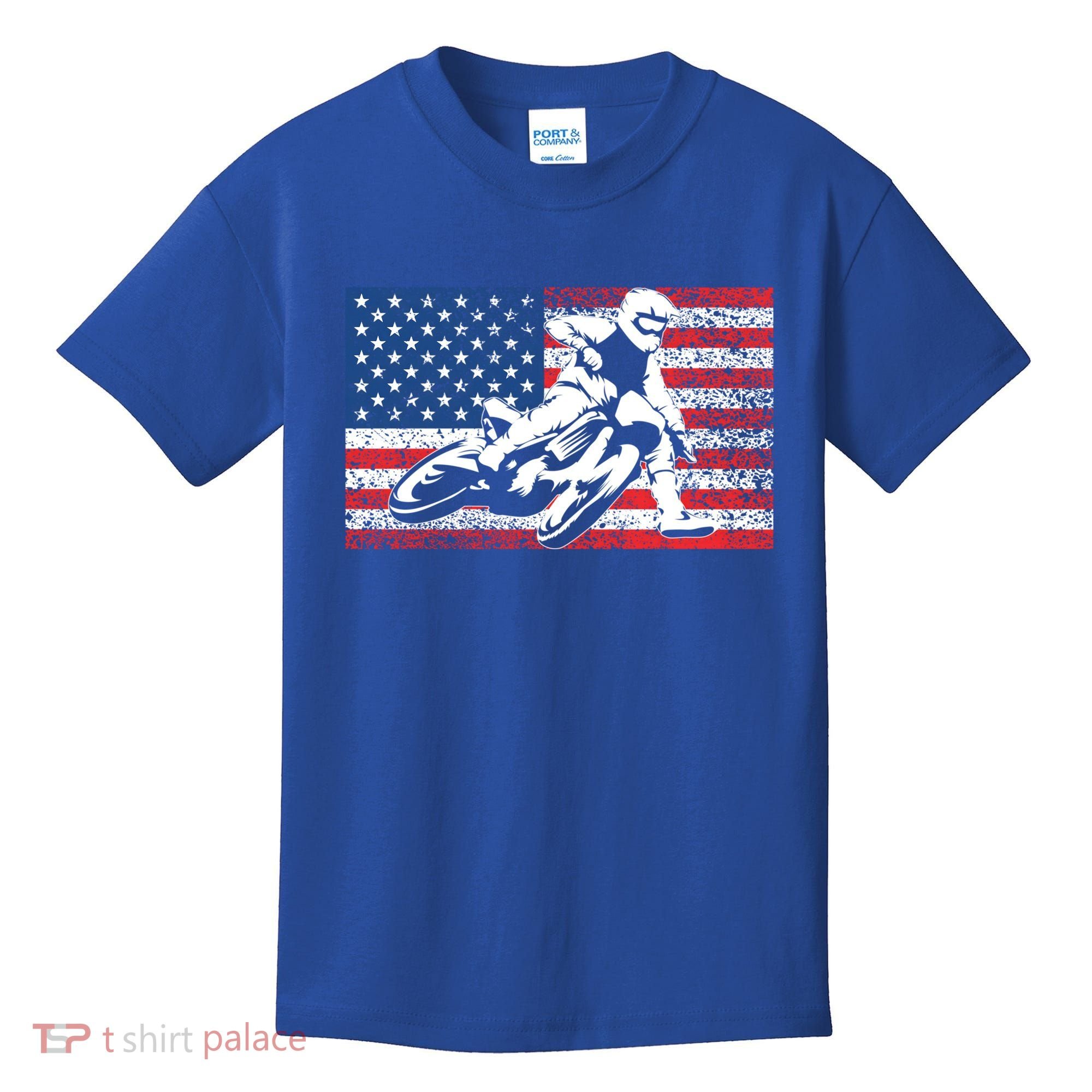 Funny American Flat Track Motorcycle Gift Cool Bike Rider Gift Kids T-Shirt