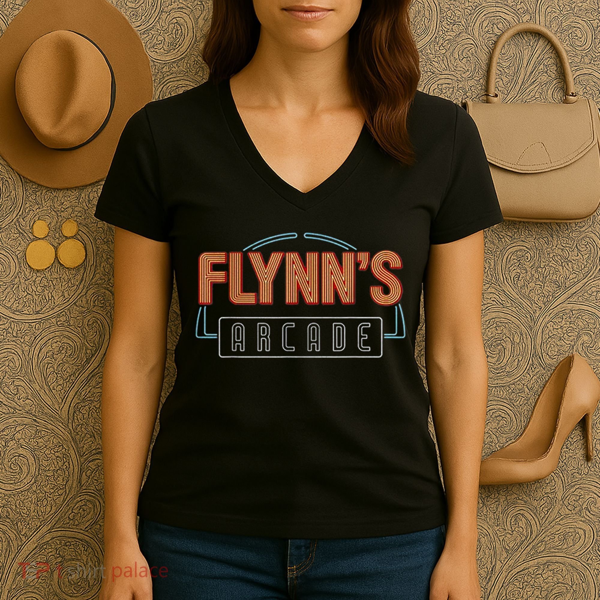 FLYNN'S ARCADE Women's V-Neck T-Shirt
