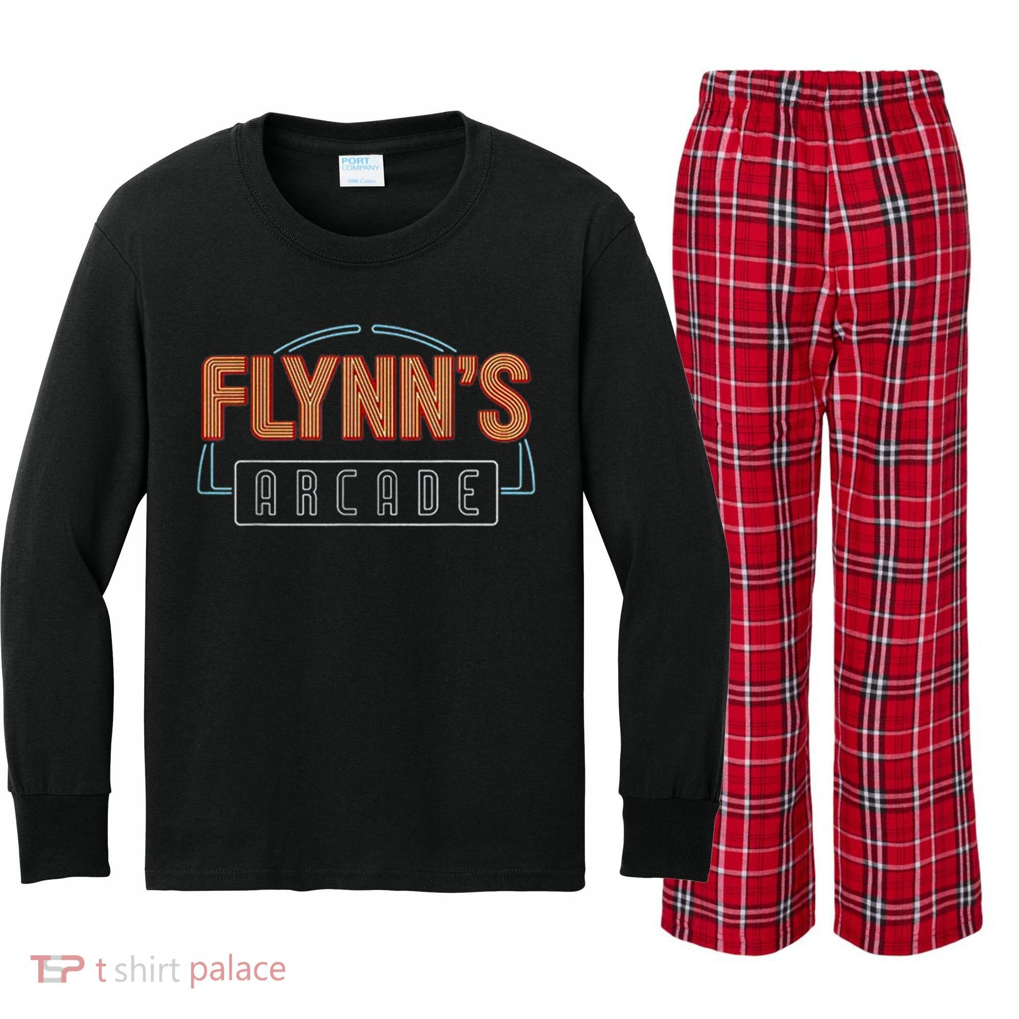 FLYNN'S ARCADE Kids Long Sleeve Plaid Pajama Set