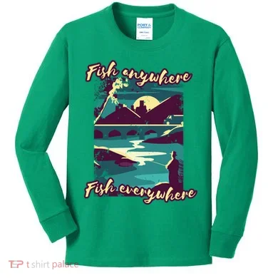 Fish Anywhere Fish Everywhere Kids Long Sleeve Shirt
