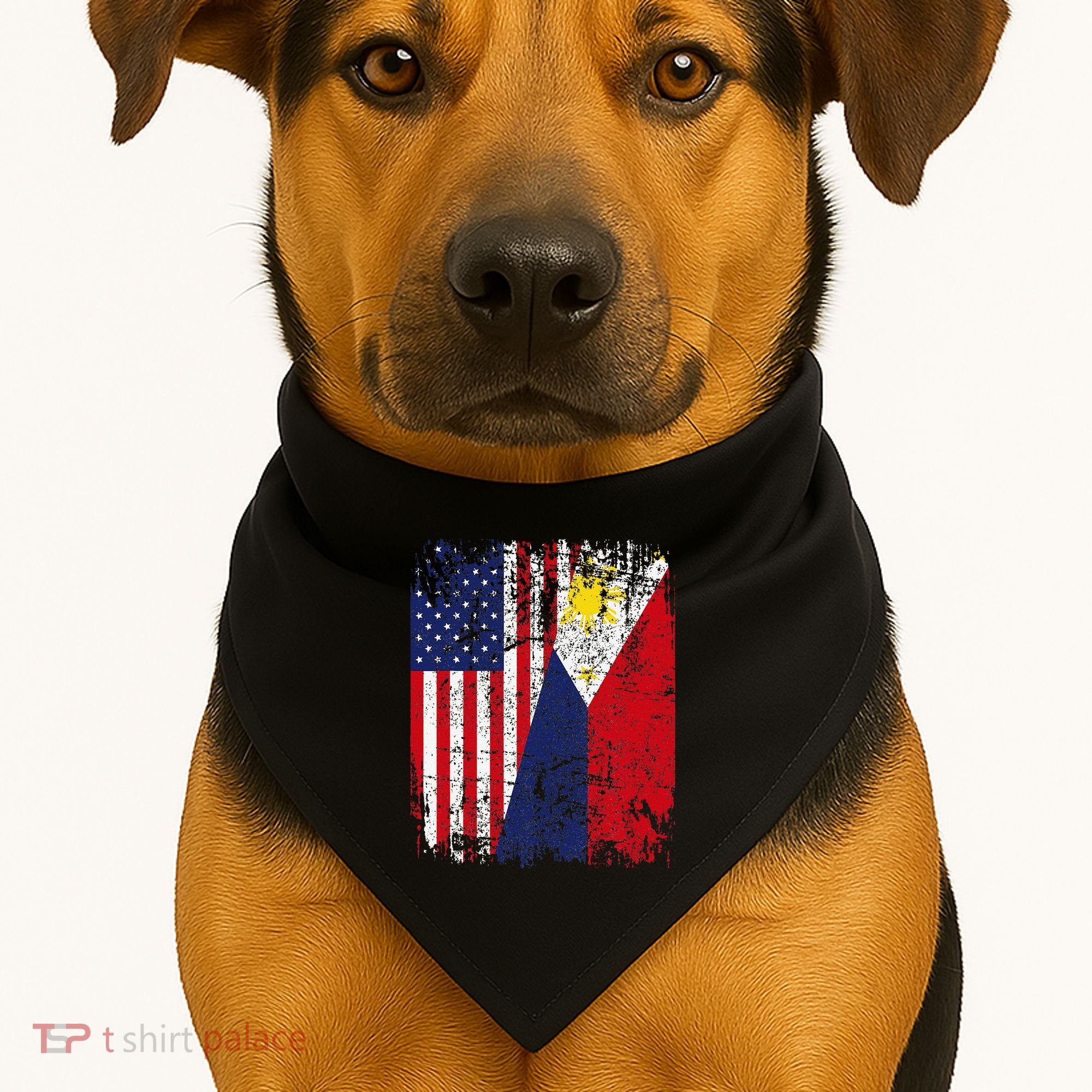 Filipino American Flag Usa Philippines Flag USA-Made Doggie Bandana