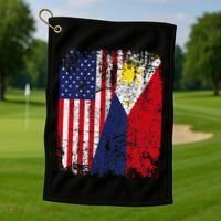 Filipino American Flag Usa Philippines Flag Golf Towel thumb 1