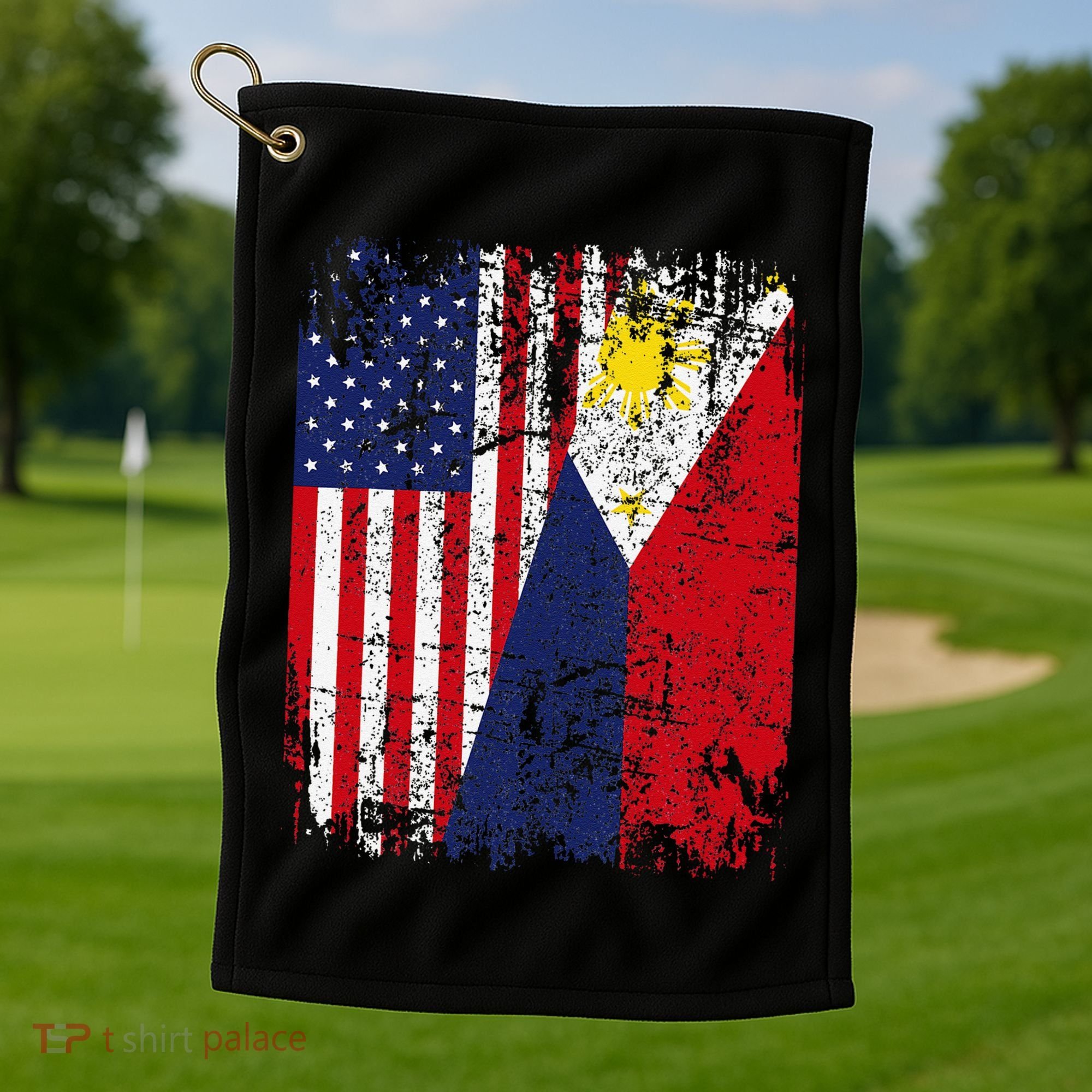 Filipino American Flag Usa Philippines Flag Golf Towel