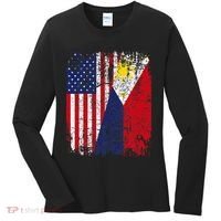 Filipino American Flag Usa Philippines Flag Women's Long Sleeve Shirt thumb 0