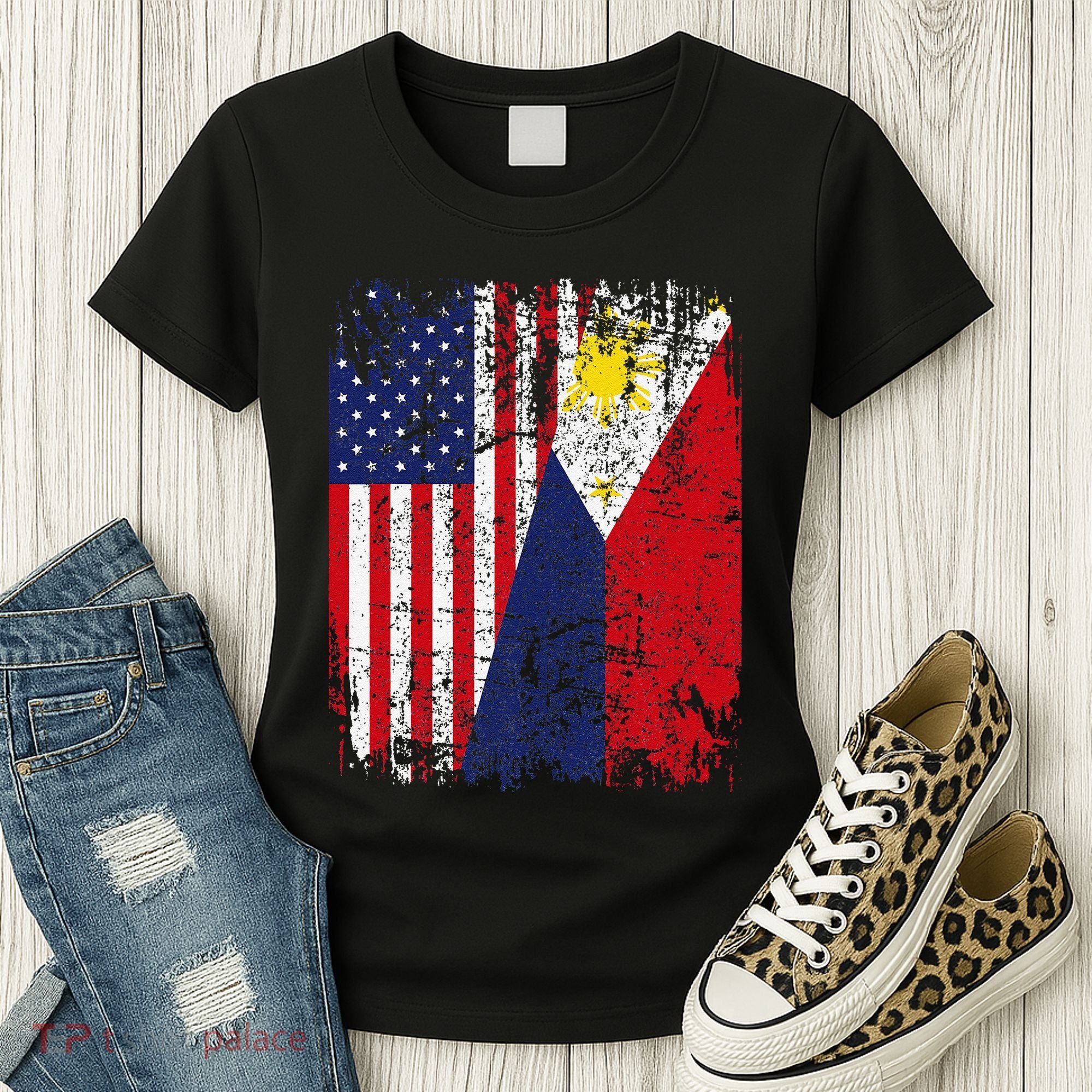 Filipino American Flag Usa Philippines Flag Women's T-Shirt