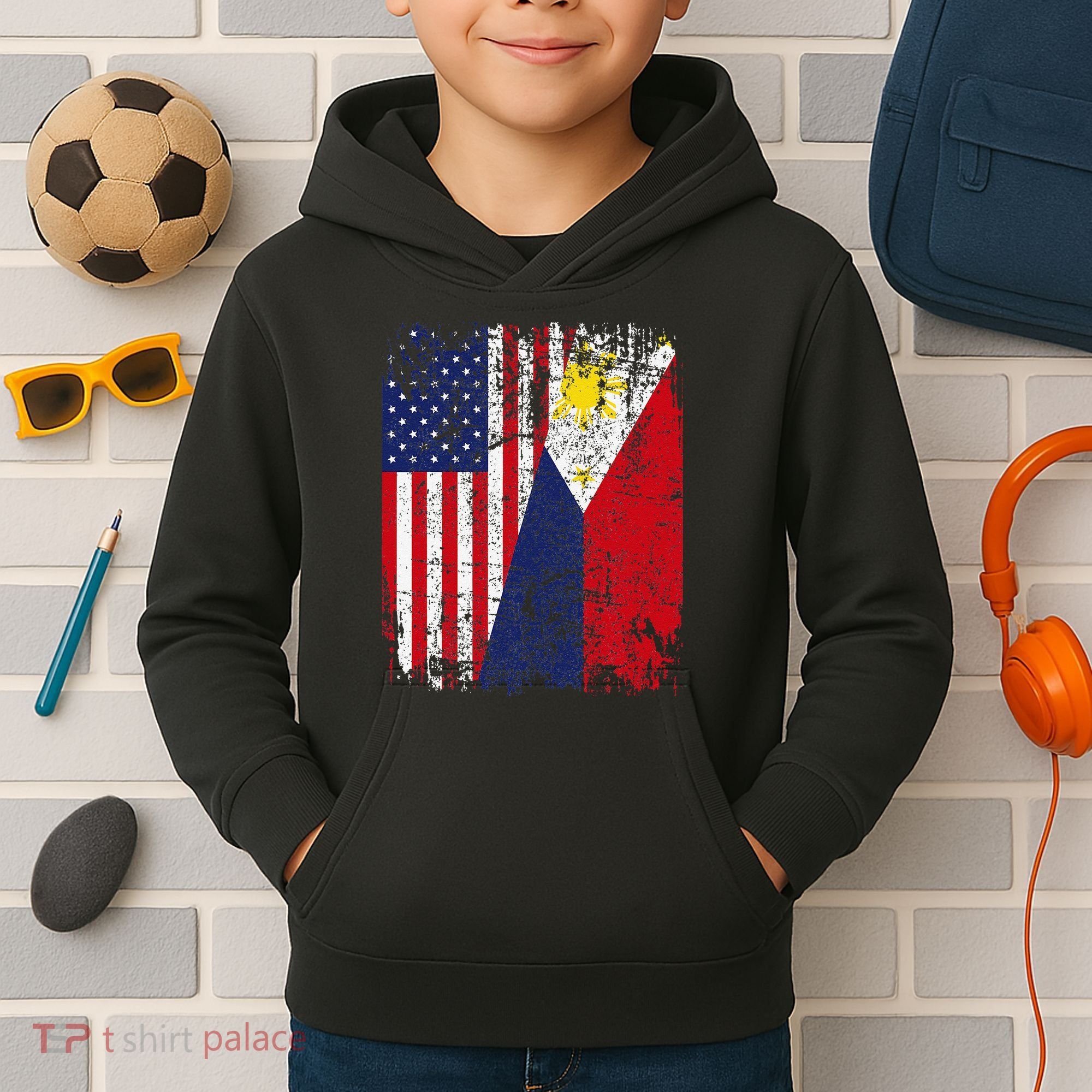 Filipino American Flag Usa Philippines Flag Kids Hoodie