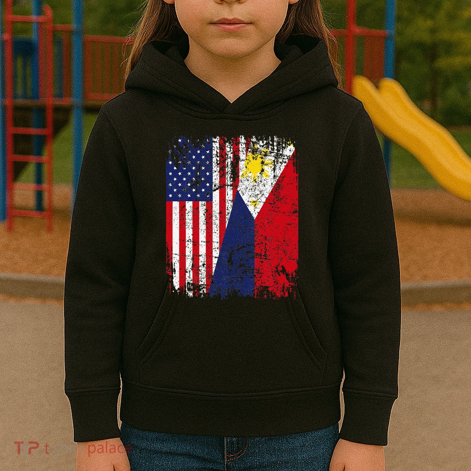 Filipino American Flag Usa Philippines Flag Kids Hoodie
