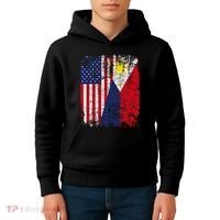 Filipino American Flag Usa Philippines Flag Kids Hoodie thumb 4