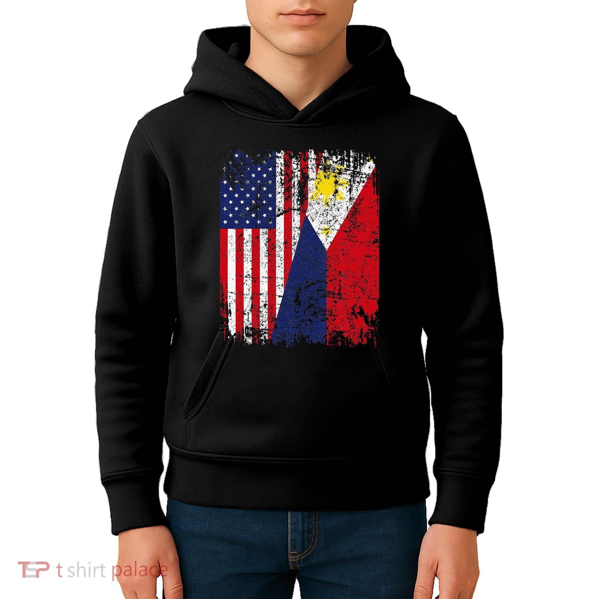 Filipino American Flag Usa Philippines Flag Kids Hoodie