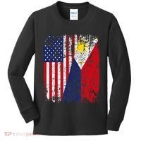 Filipino American Flag Usa Philippines Flag Kids Long Sleeve Shirt thumb 0