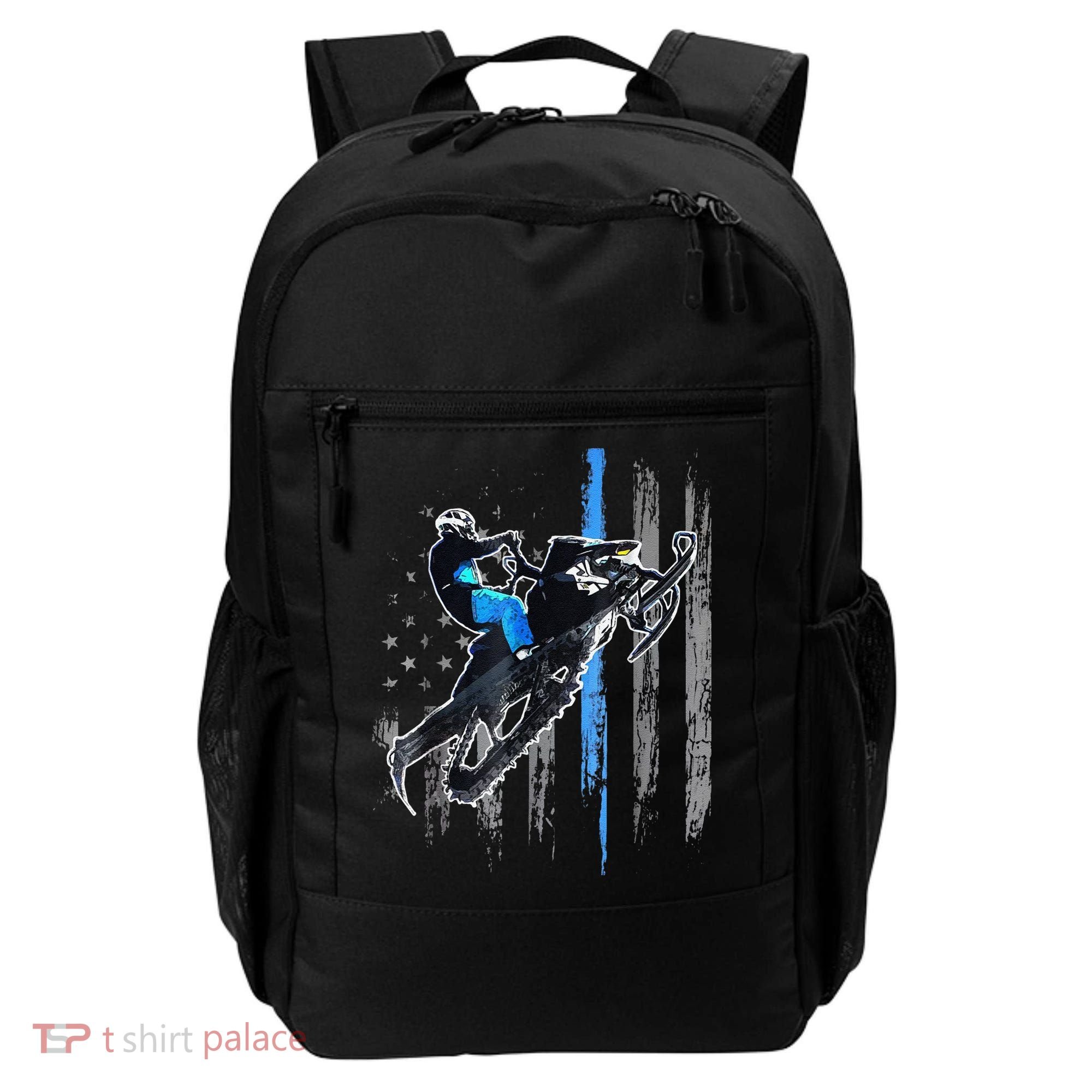 Funny American Flag Snowmobile Snowmobile Riding Gift Backpack