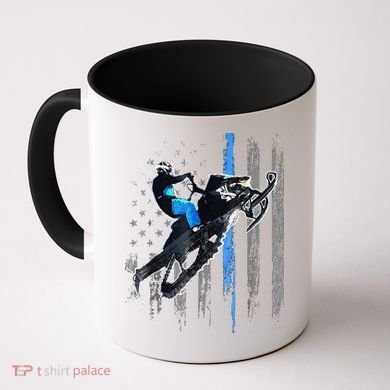 Funny American Flag Snowmobile Snowmobile Riding Gift Coffee Mug