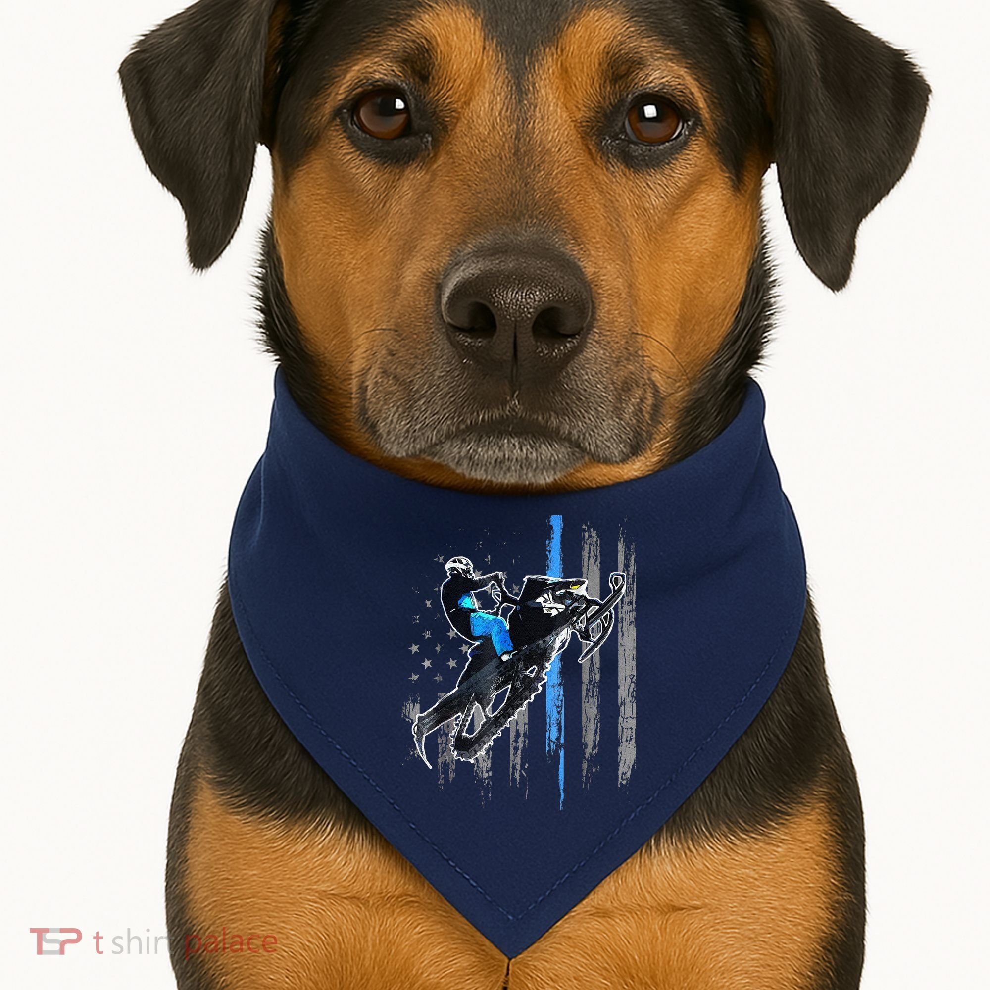 Funny American Flag Snowmobile Snowmobile Riding Gift USA-Made Doggie Bandana