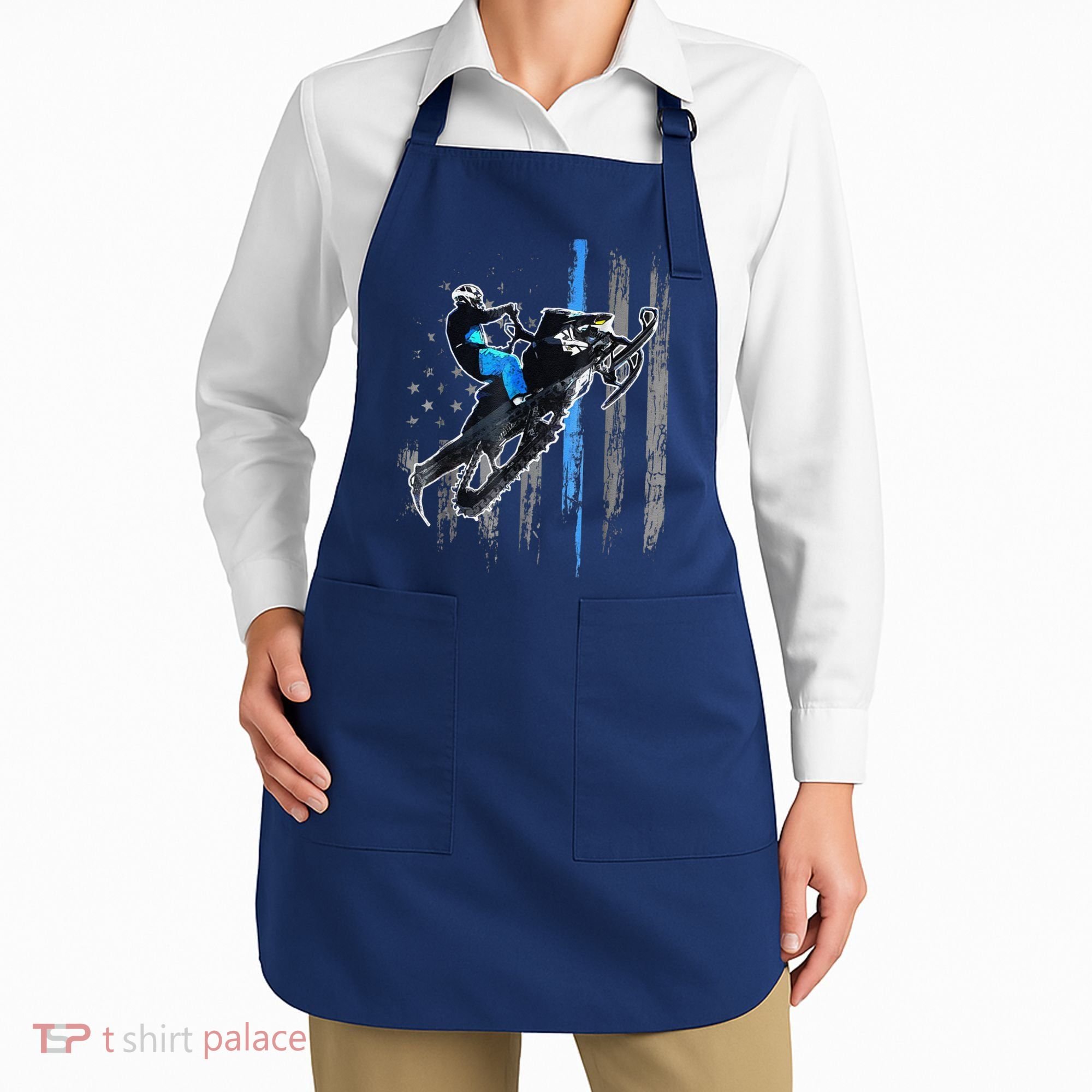 Funny American Flag Snowmobile Snowmobile Riding Gift Apron