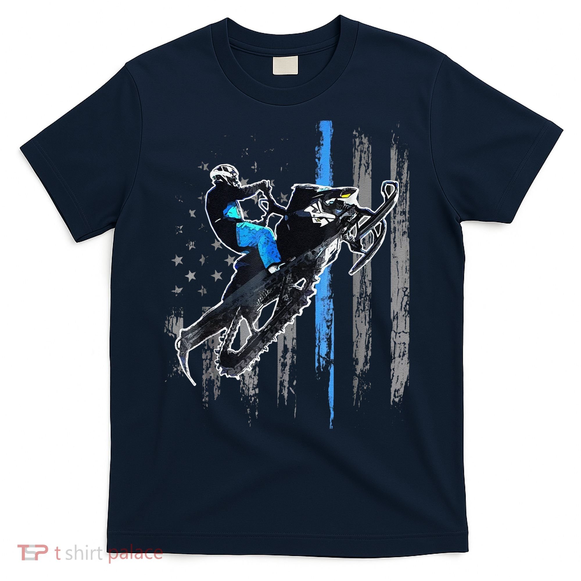 Funny American Flag Snowmobile Snowmobile Riding Gift T-Shirt