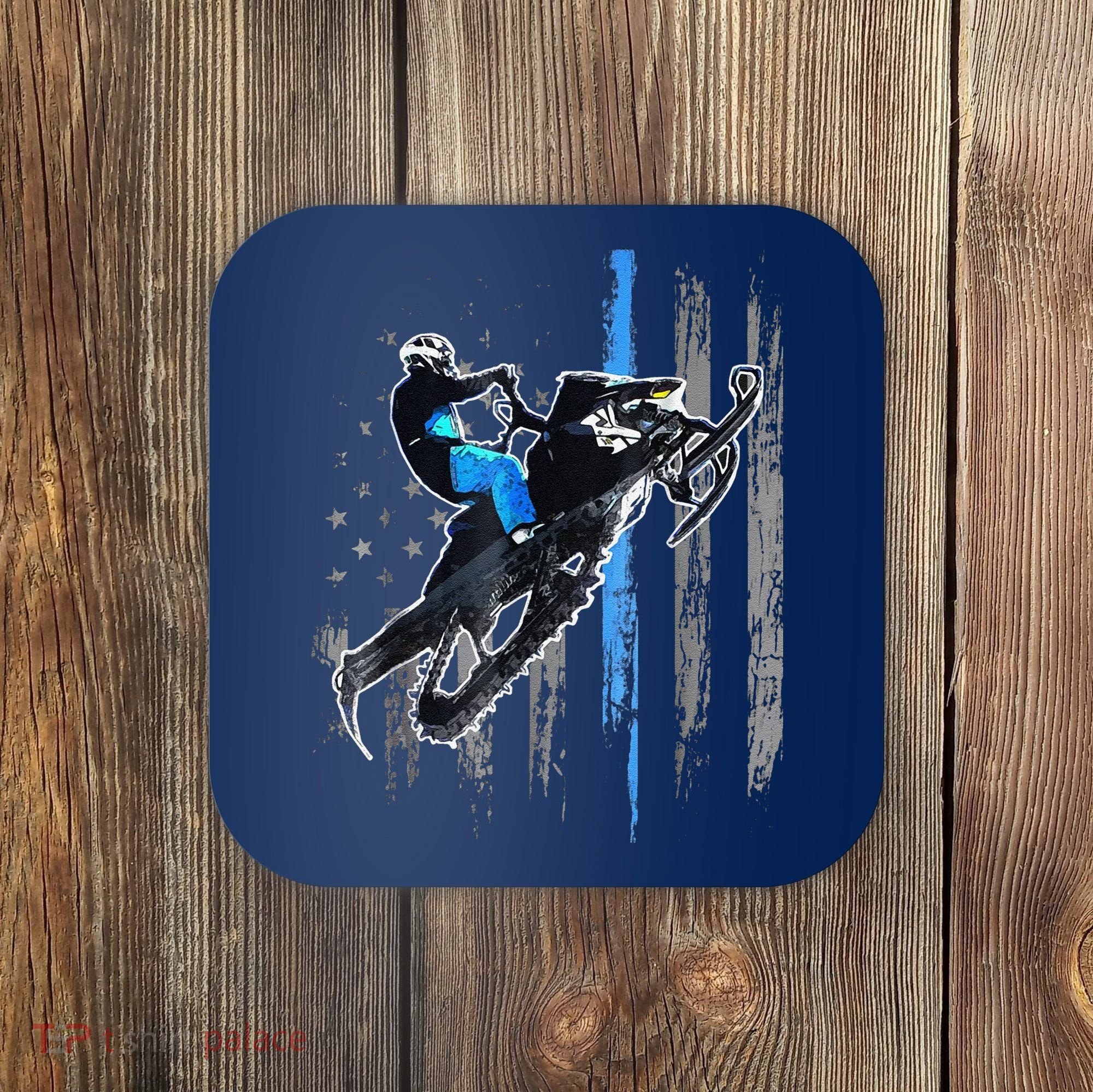Funny American Flag Snowmobile Snowmobile Riding Gift Coaster