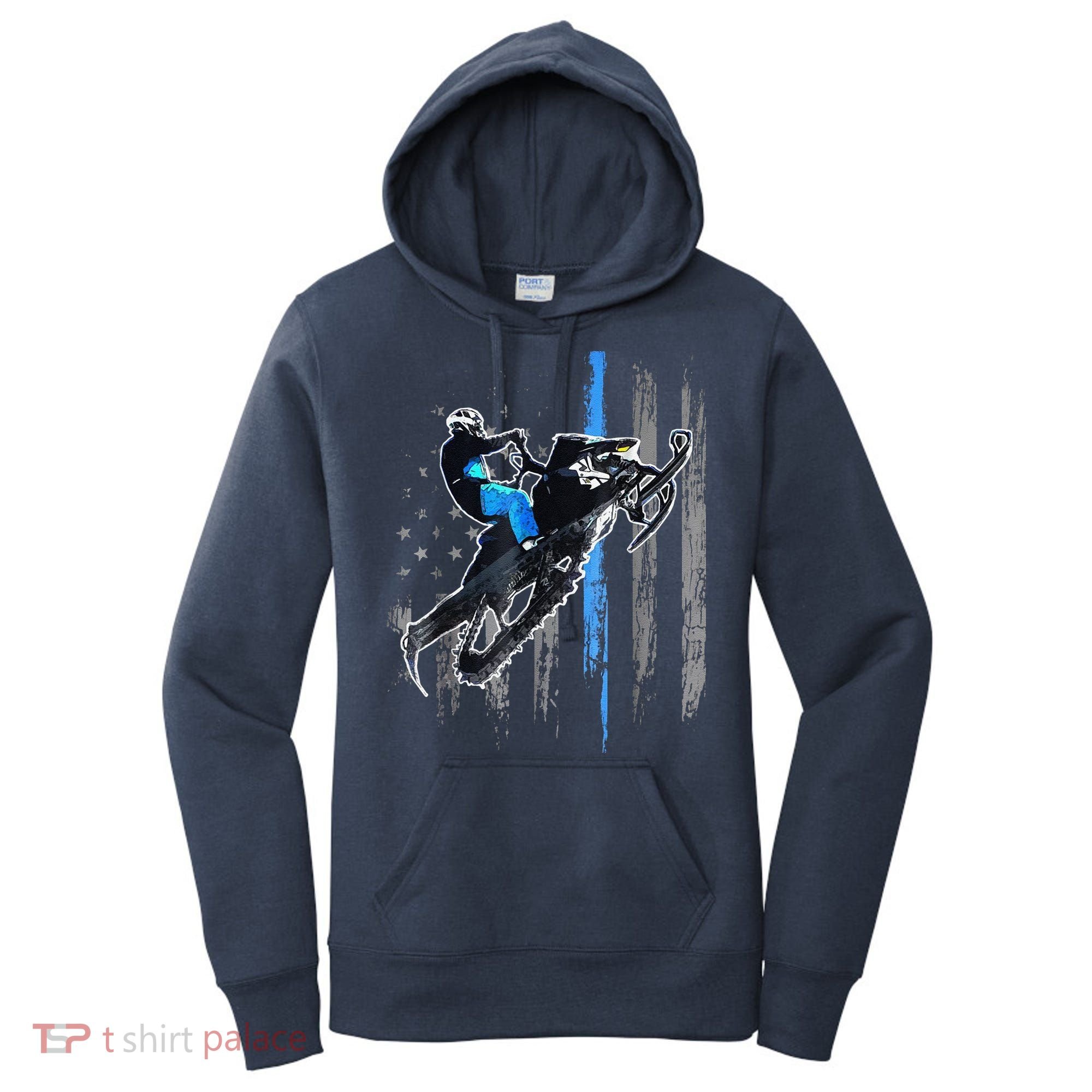 Funny American Flag Snowmobile Snowmobile Riding Gift Women's Hoodie