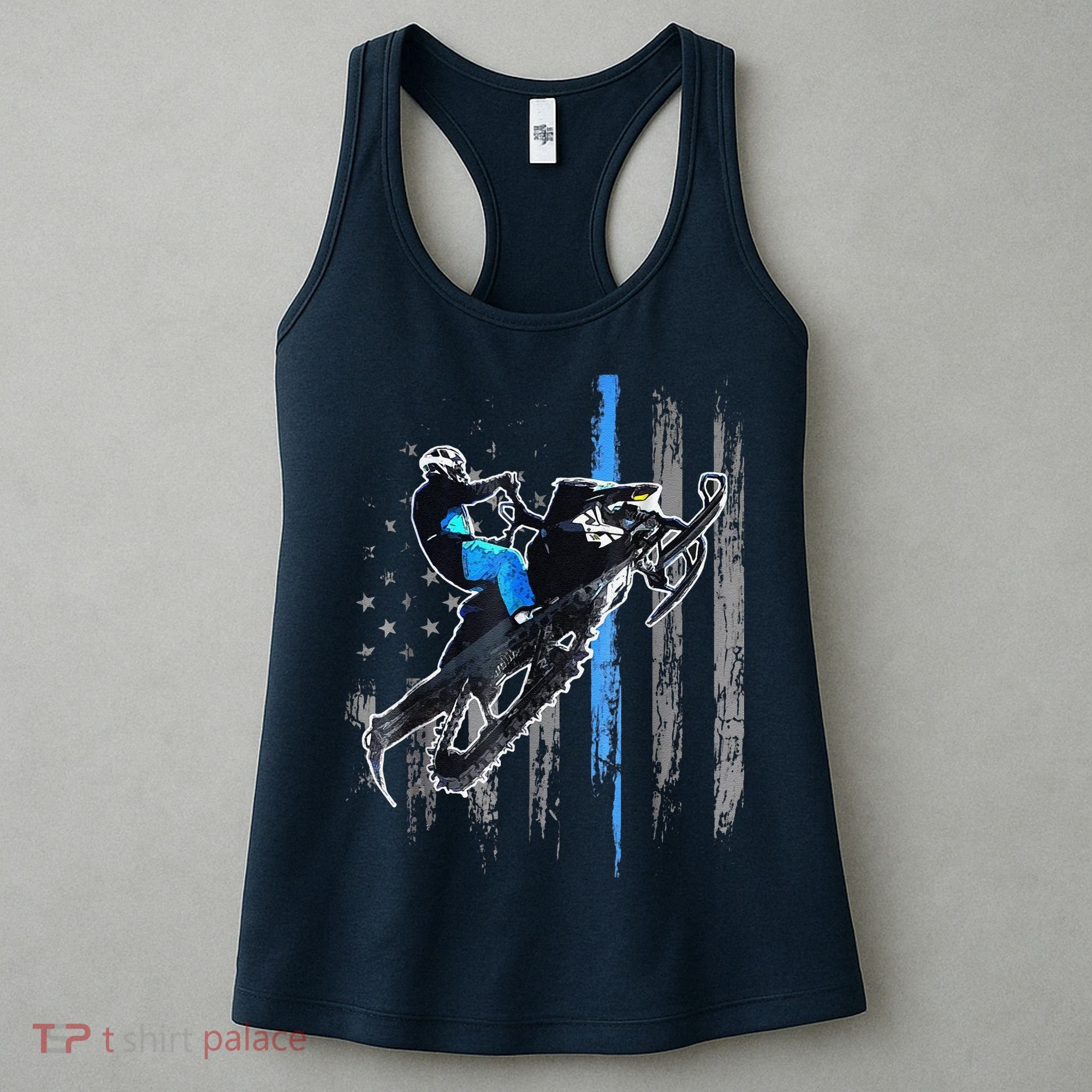 Funny American Flag Snowmobile Snowmobile Riding Gift Women's Tank Top