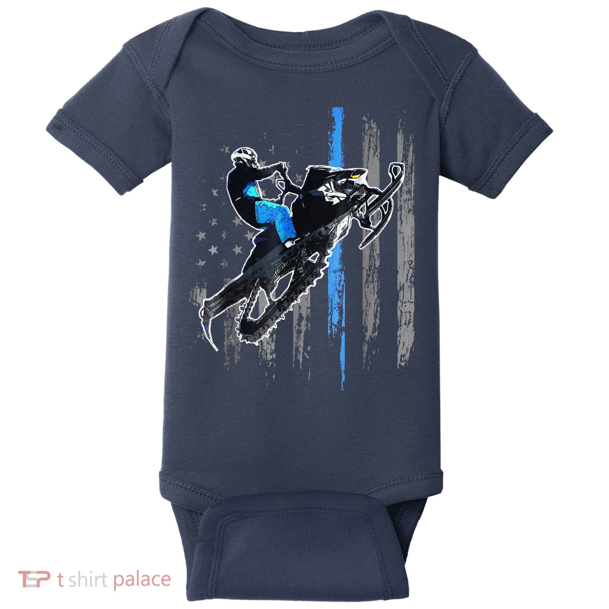Funny American Flag Snowmobile Snowmobile Riding Gift Baby Bodysuit