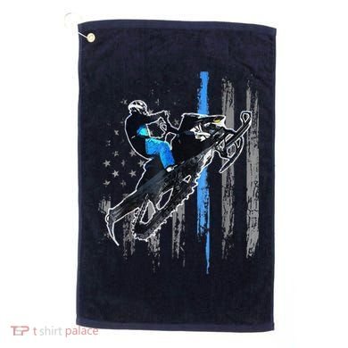 Funny American Flag Snowmobile Snowmobile Riding Gift Golf Towel
